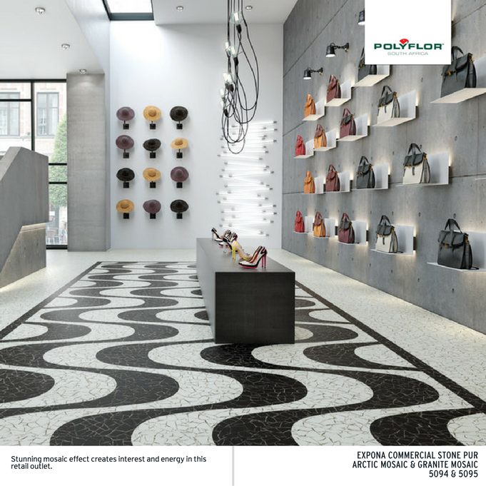 Mosaic retail vinyl flooring design