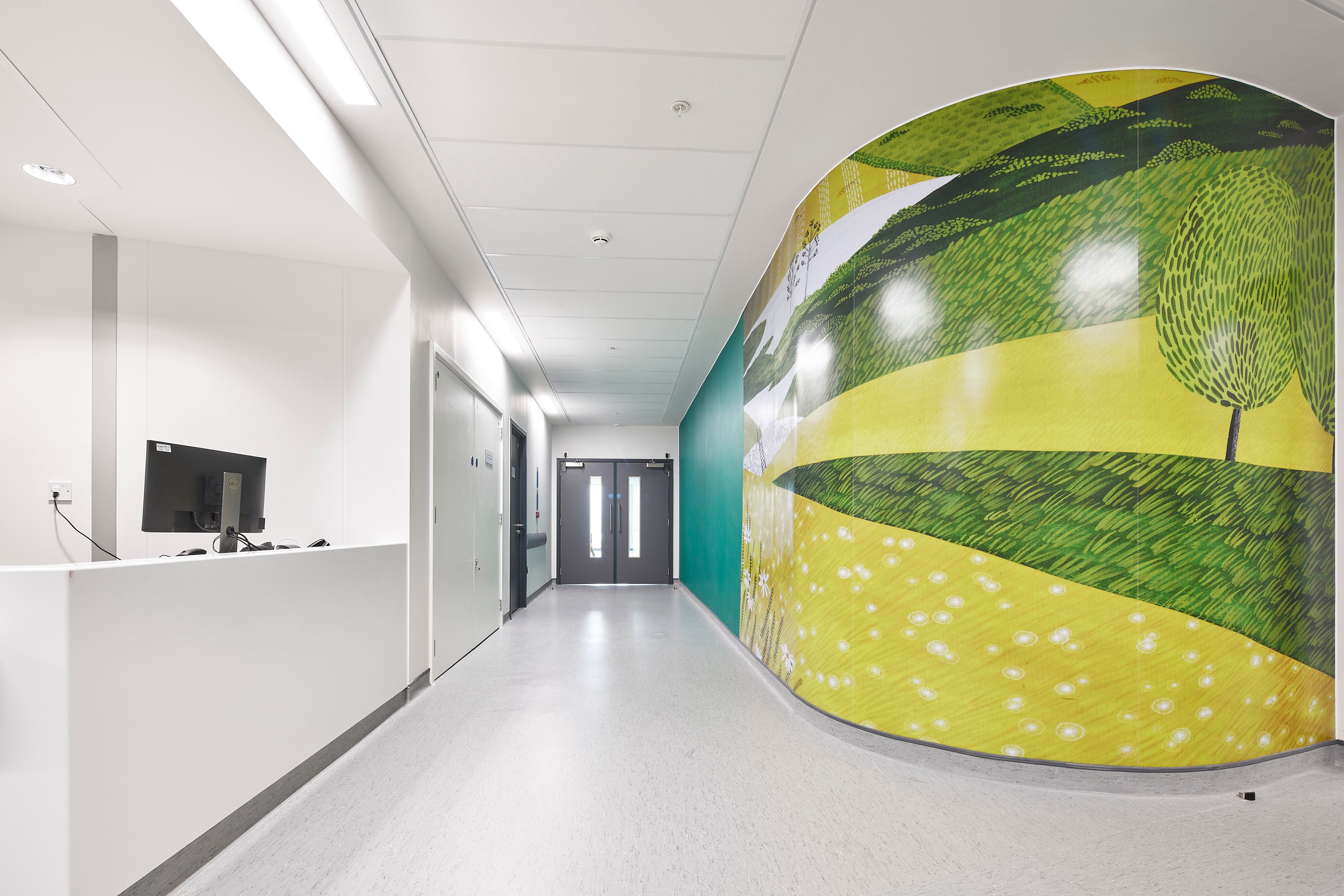 Corridor at Grange University Hospital with beautiful wall protection