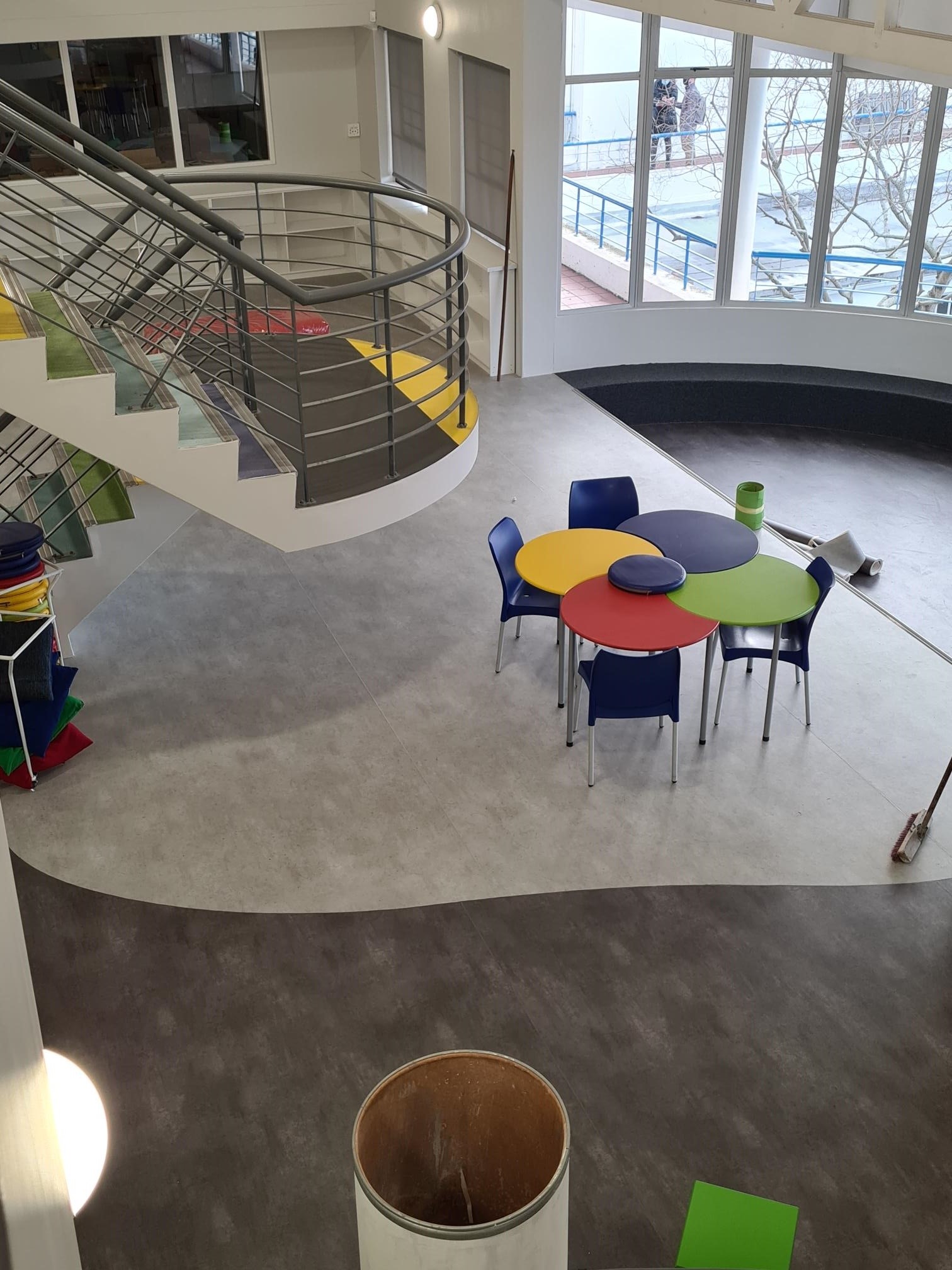 An open, shared area with vinyl flooring by Polyflor, Western Cape at SACS Junior High School